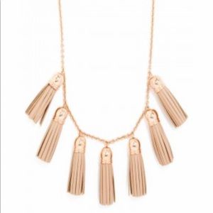 BAubleBar mini nude leather tassel fringe necklace